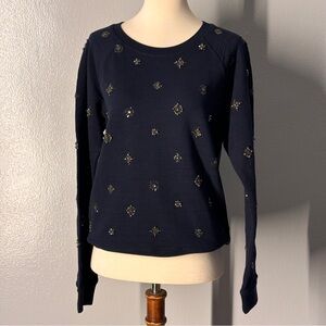 J. Crew Navy Embellished Sweatshirt